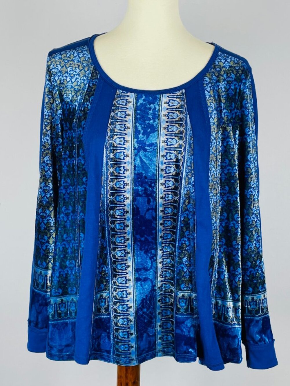 Unity World Wear Velour Top Sz L Royal Blue Y2K Indie Sleaze Whimsigoth Boho